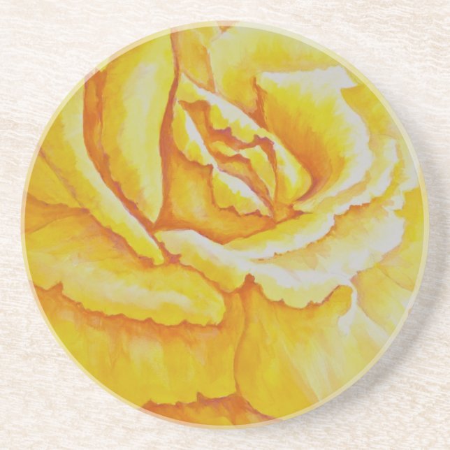 Yellow Rose Sandstone Coaster (Front)