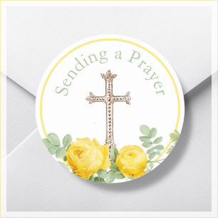 Yellow Rose Sending a Prayer Religious Classic Round Sticker