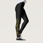 Yellow Rose Silhouette on Black Leggings
