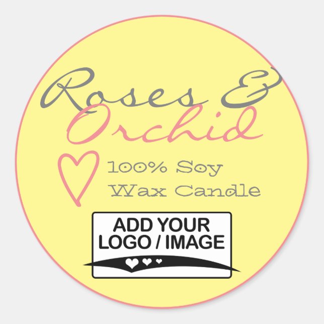 Yellow Rose Simple Candle Labels with Logo Pastel (Front)