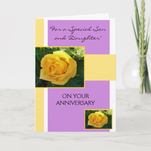 Yellow Rose Son And Wife Personalised Anniversary Card