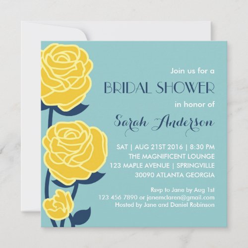 Yellow Rose Spring Flower Bridal Shower Invitation
