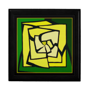 Yellow Rose Stained Glass Keepsake Box