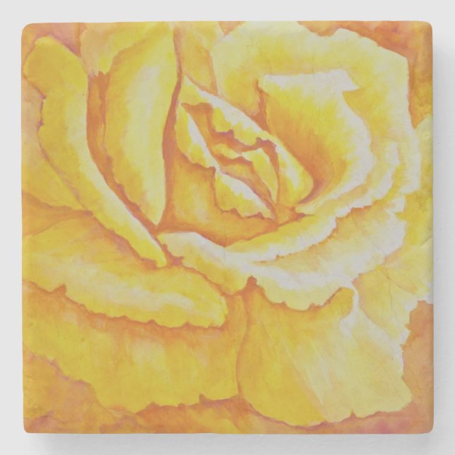 Yellow Rose Stone Coaster (Front)