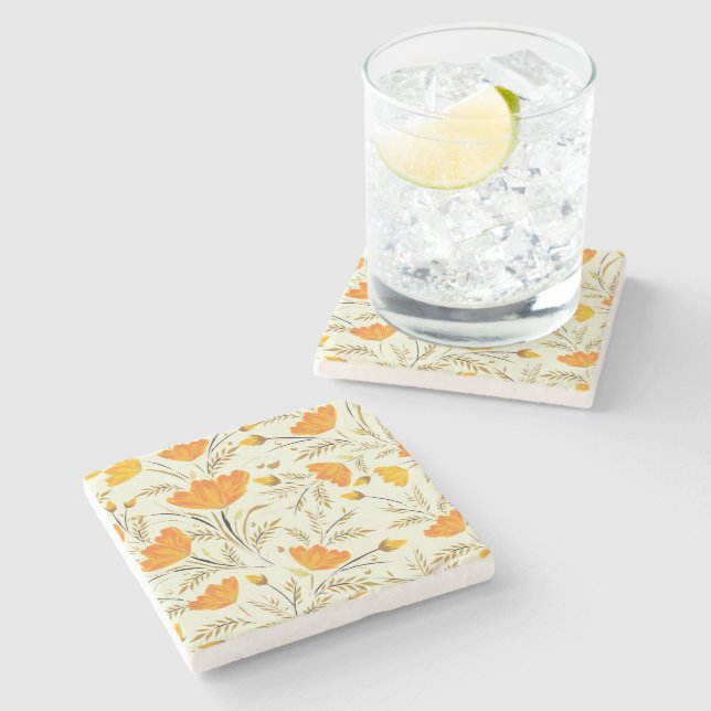 Yellow rose stone coaster (Side)
