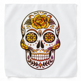 Yellow Rose Sugar Skull Bandana