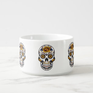 Yellow Rose Sugar Skull Bowl