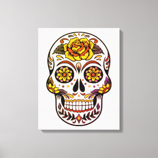 Yellow Rose Sugar Skull Canvas Print