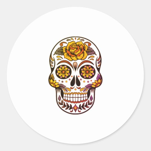 Yellow Rose Sugar Skull Classic Round Sticker