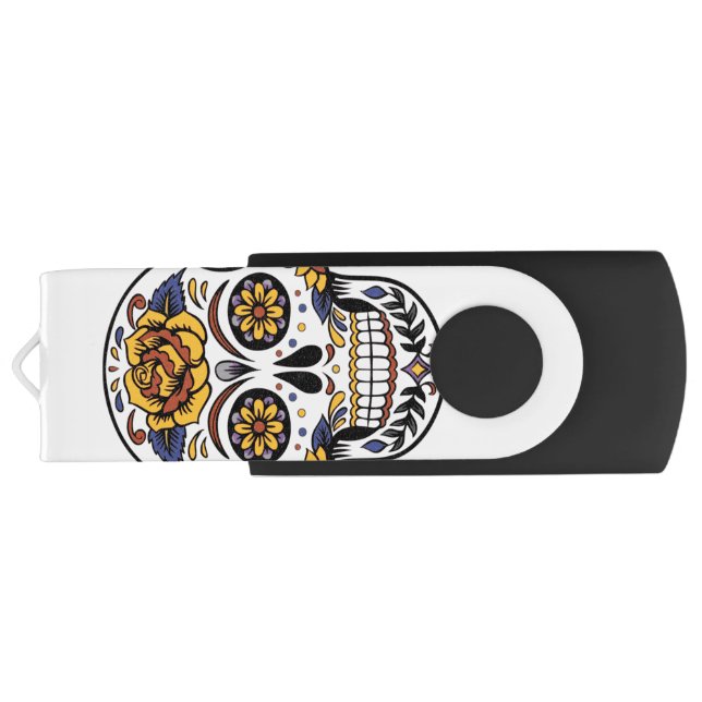 Yellow Rose Sugar Skull Flash Drive (Back)