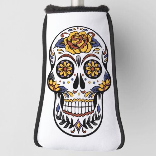 Yellow Rose Sugar Skull Golf Head Cover