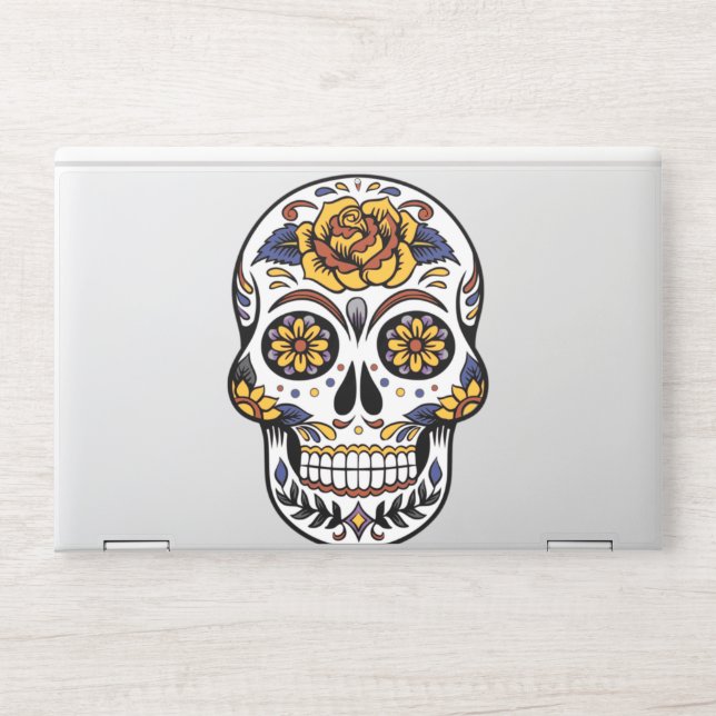 Yellow Rose Sugar Skull HP Laptop Skin (Front)