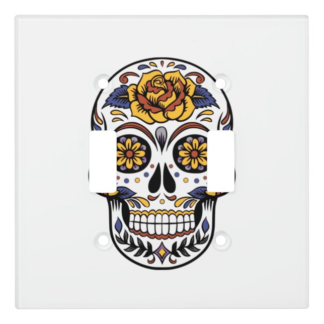 Yellow Rose Sugar Skull Light Switch Cover (Front)
