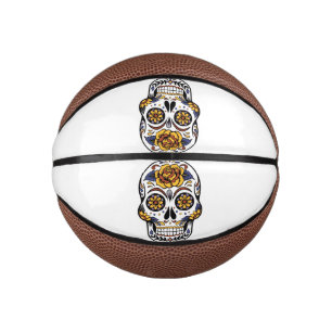 Yellow Rose Sugar Skull Mini Basketball