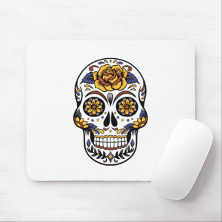Yellow Rose Sugar Skull Mouse Pad
