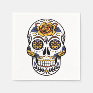 Yellow Rose Sugar Skull Napkins