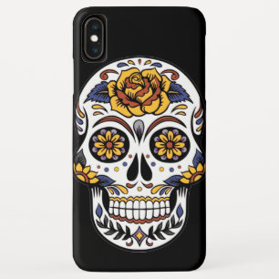 Yellow Rose Sugar Skull on Black iPhone XS Max Case