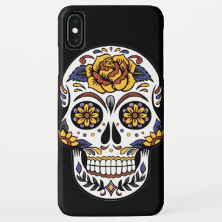 Yellow Rose Sugar Skull on Black iPhone XS Max Case