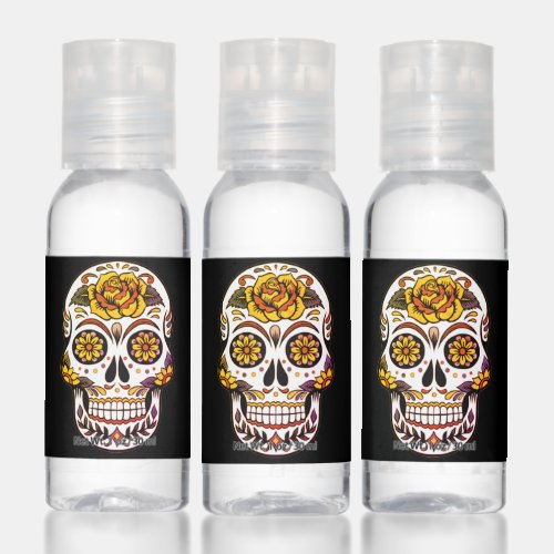 Yellow Rose Sugar Skull on Black