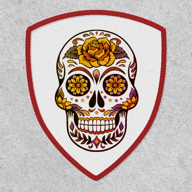 Yellow Rose Sugar Skull Patch (Front)