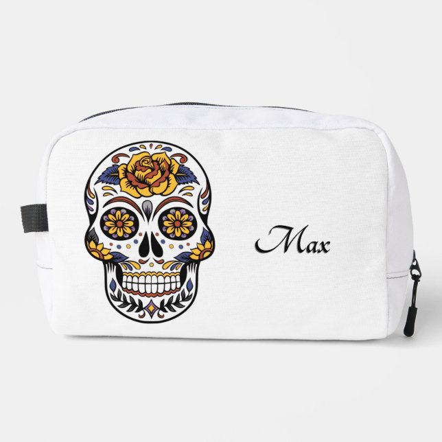 Yellow Rose Sugar Skull Personal  Dopp Kit (Front)