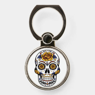 Yellow Rose Sugar Skull Phone Ring Stand