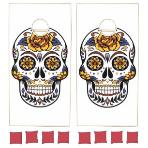 Yellow Rose Sugar Skull Regulation Cornhole Set
