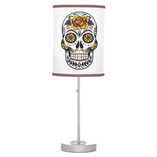 Yellow Rose Sugar Skull Table Lamp