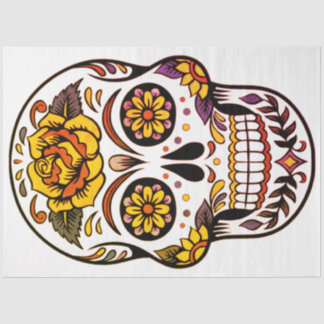 Yellow Rose Sugar Skull Tissue Paper