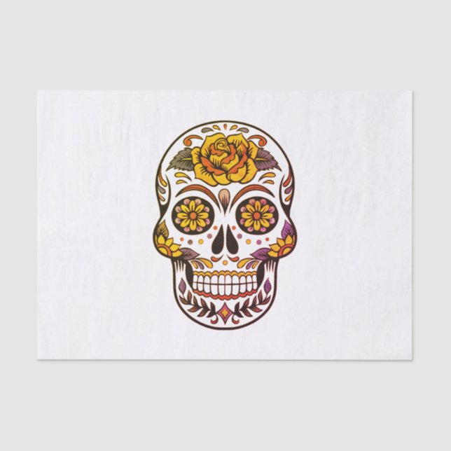 Yellow Rose Sugar Skull Tissue Paper (Front)