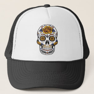 Yellow Rose Sugar Skull Trucker Hat