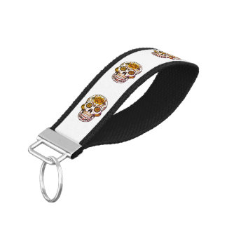 Yellow Rose Sugar Skull Wrist Keychain