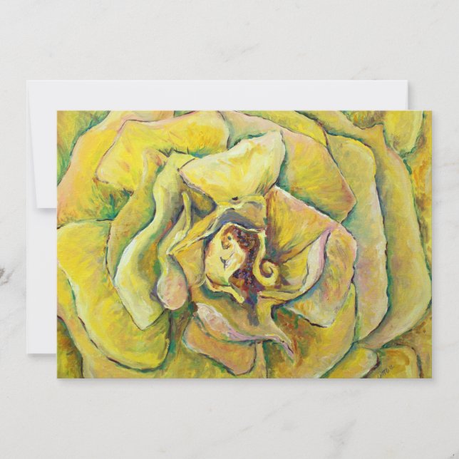 Yellow Rose Swirl Custom Roses Invitations (Front)