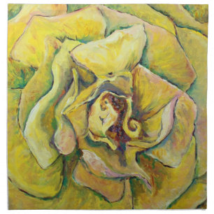 Yellow Rose Swirl Flower Napkins