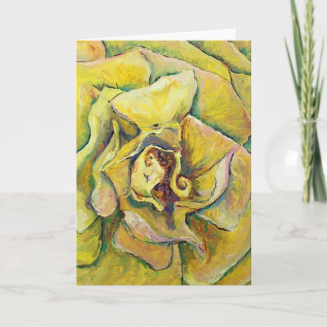 Yellow Rose Swirl Greeting Cards (Front)
