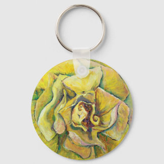 Yellow Rose Swirl Keychain Pendant