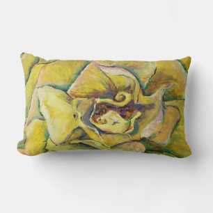 Yellow Rose Swirl Throw Pillow