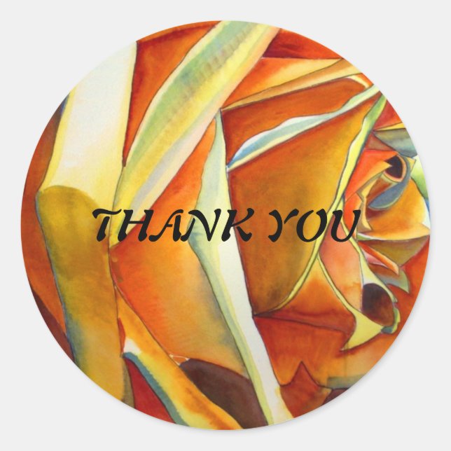 Yellow Rose Thank You Art sticker (Front)