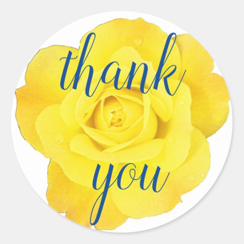 Yellow Rose Thank You Floral Weddings Birthdays Classic Round Sticker