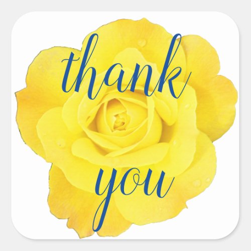 Yellow Rose Thank You Floral Weddings Birthdays Square Sticker