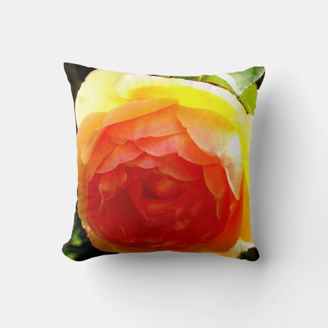 Yellow Rose Throw Pillow (Front)