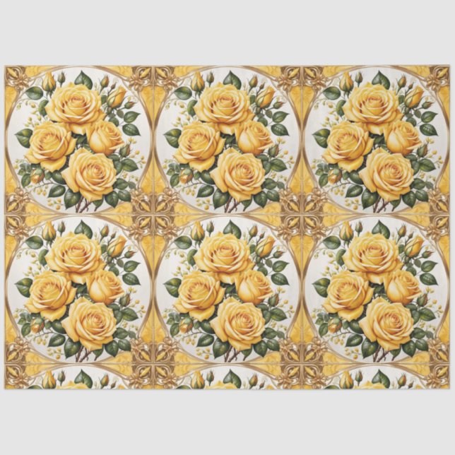 Yellow Rose Trendy Beautiful Collection Tissue Paper (Front)