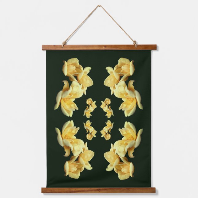 Yellow Rose Trio Abstract    Hanging Tapestry (Front)