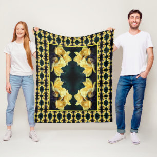Yellow Rose Trio Abstract Pattern Fleece Blanket