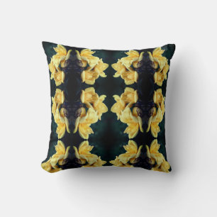Yellow Rose Trio Abstract Pattern Throw Pillow