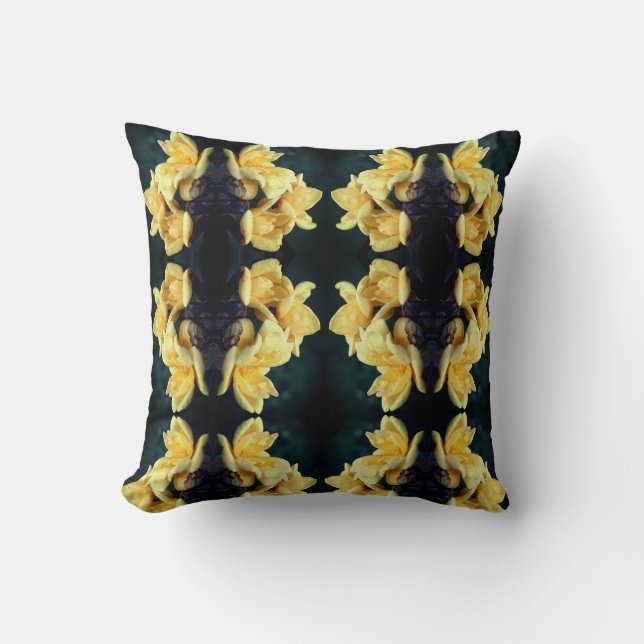 Yellow Rose Trio Abstract Pattern  Throw Pillow (Front)