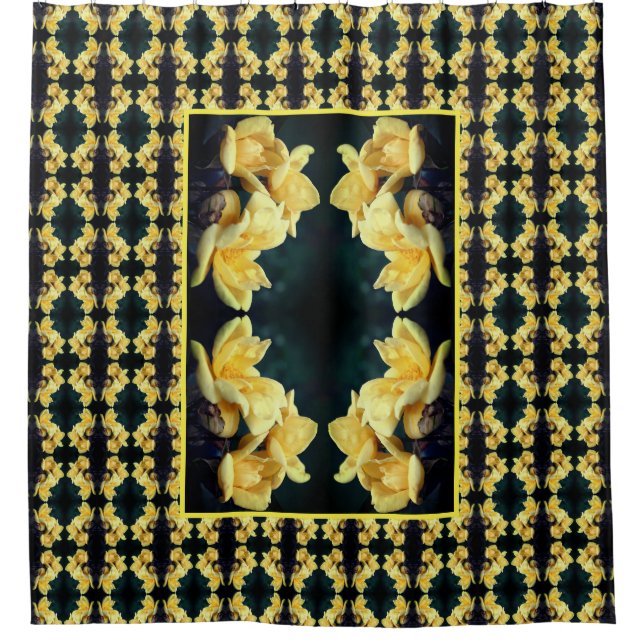 Yellow Rose Trio Floral Art Pattern  Shower Curtain (Front)