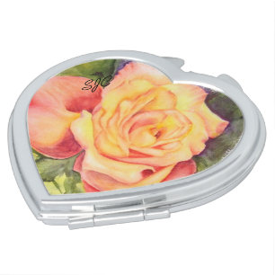 YELLOW ROSE VALENTINE COMPACT MIRROR