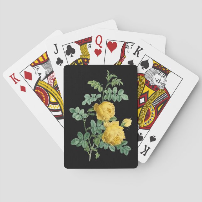 Yellow Rose vintage botanical illustration Poker Cards (Back)