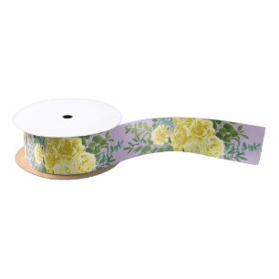 Yellow Rose Vintage Wedding Purple Satin Ribbon